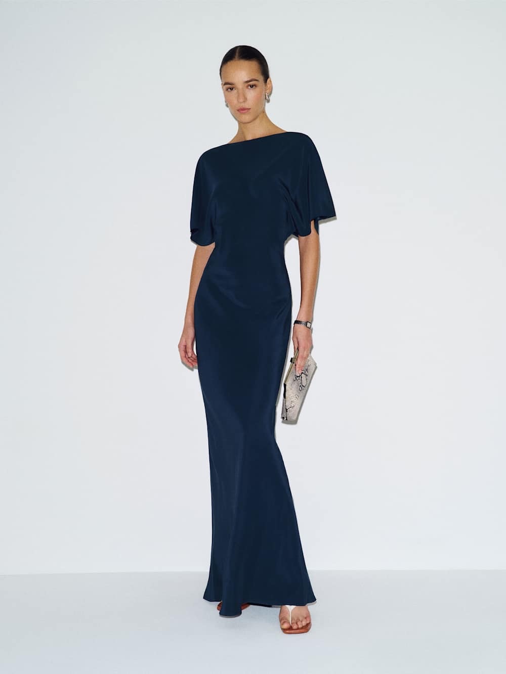 🆕 REFORMATION Caila Silk Maxi Dress in Navy Sz S